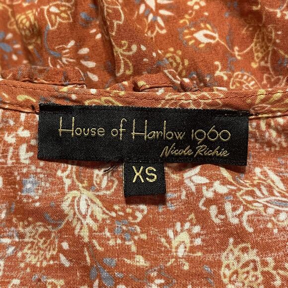 House of Harlow 1960 Dress Womens XS Floral Ruffle Smocked Long Sleeve Boho - Picture 5 of 10